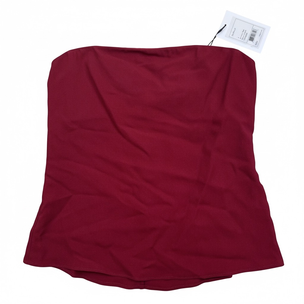 Theory Zalballa Strapless Rosina Crepe Top Crimson Red Size 4 NWT